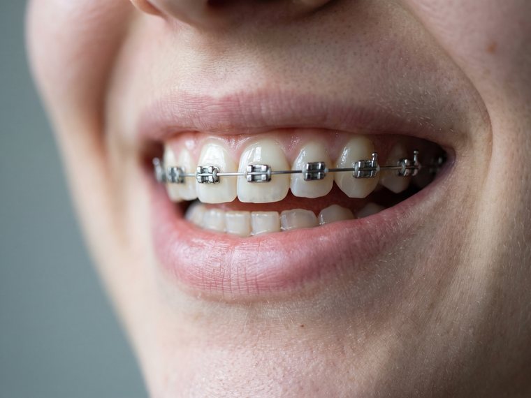 Aparelho fixo metálico nos dentes